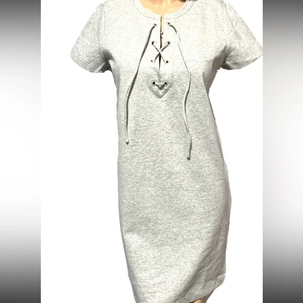 J. Crew Gray Lace-Up Dress